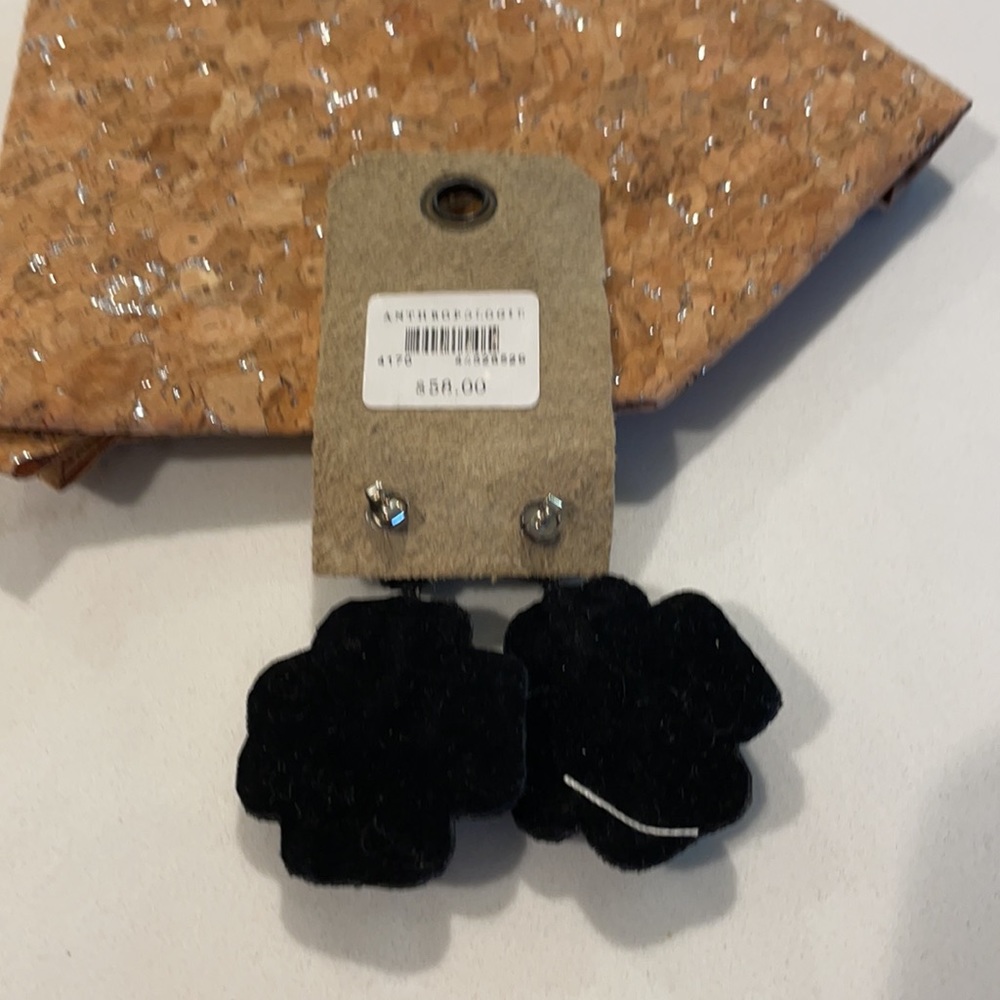 Anthropologie earrings, black rhinestone details - Picture 3 of 5